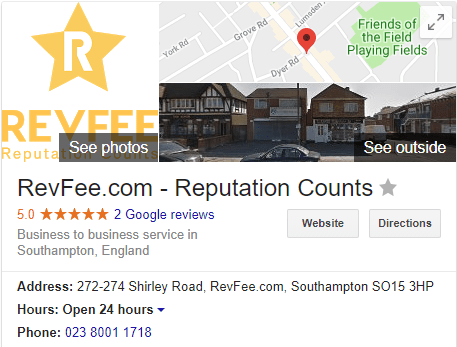 Google My Business profile for RevFee